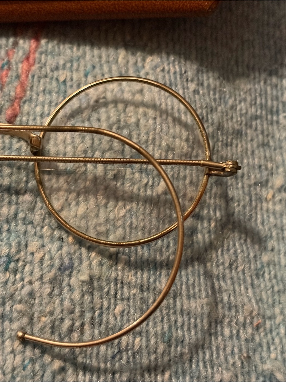 Vintage Round Wireframe Glasses with Case - gold Tone - Picture 5 of 14
